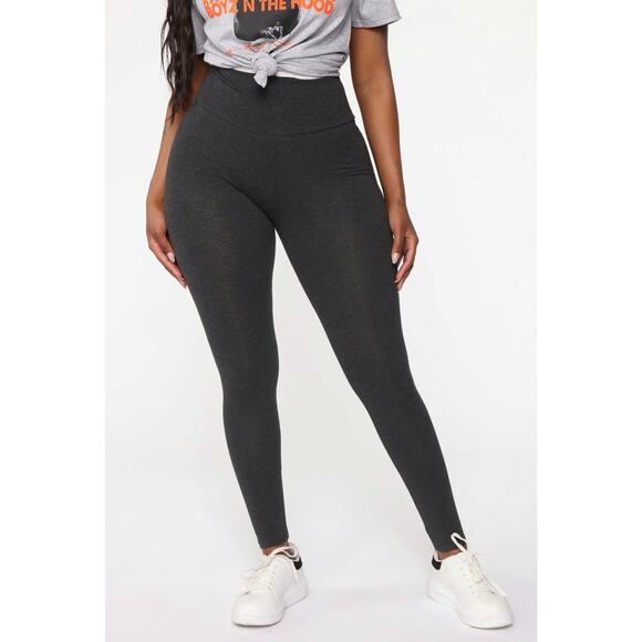 Fashion Nova Running Around High Rise Leggings Plus 1X Charcoal Gray Active Gym - Picture 1 of 11